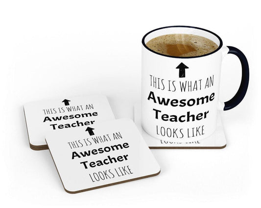 This Is What An Awesome Teacher Looks Like Mug & Coaster Set A Perfect Birthday Or Christmas Gift