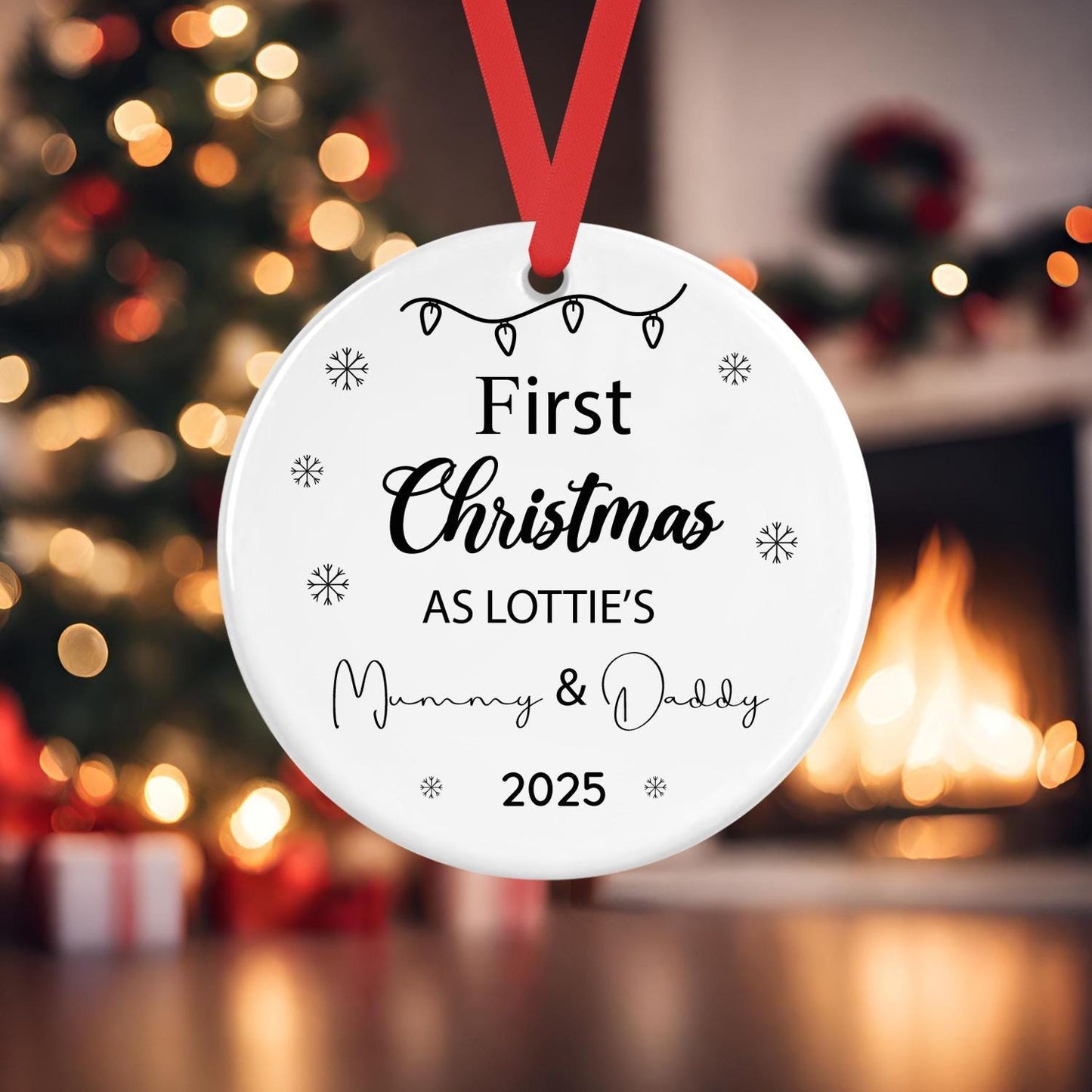 Personalised First Christmas As Mummy Daddy Bauble 1st Xmas Tree Ornament Gift