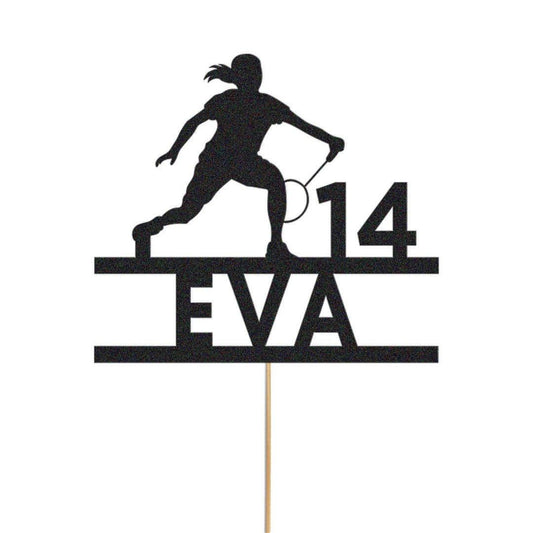 Custom Glitter Tennis Cake Topper: Personalised Birthday Party Decor