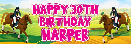 Personalised Horse Racing Birthday Banners: Any Name & Age (Set of 2)