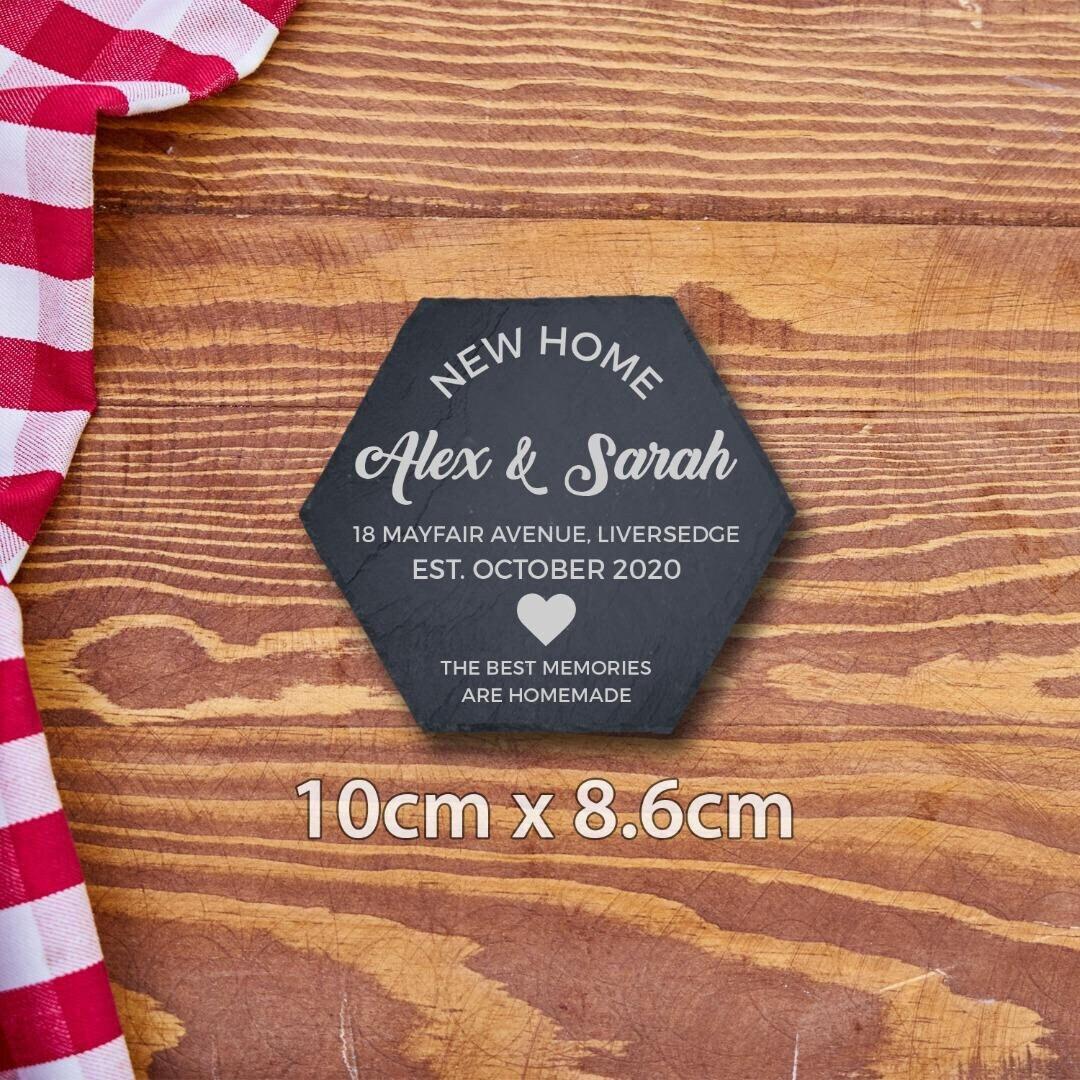 Personalised New Home First Home Housewarming Engraved Slate Coaster Serving Boards