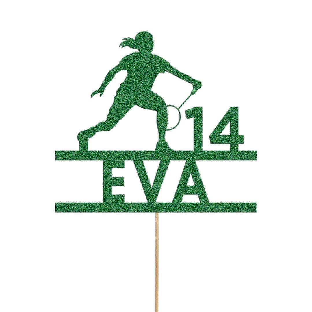 Custom Glitter Tennis Cake Topper: Personalised Birthday Party Decor