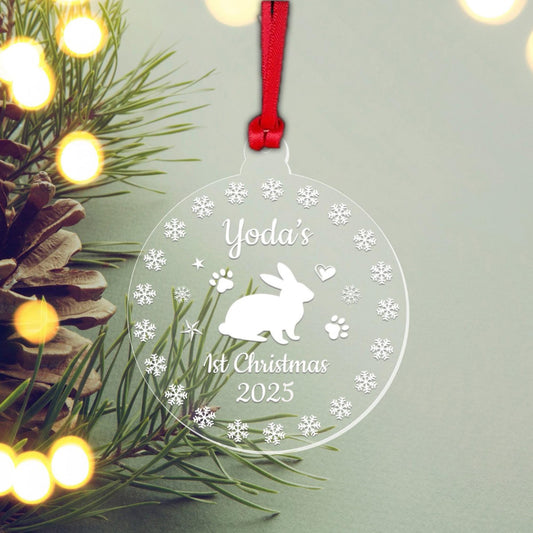 Personalised Rabbits 1st Christmas Bauble Pet First Xmas Tree Decoration Gift