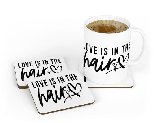 Love Is In The Hair Mug & Coaster Set Hairdresser Hairstylist Beautician Gift