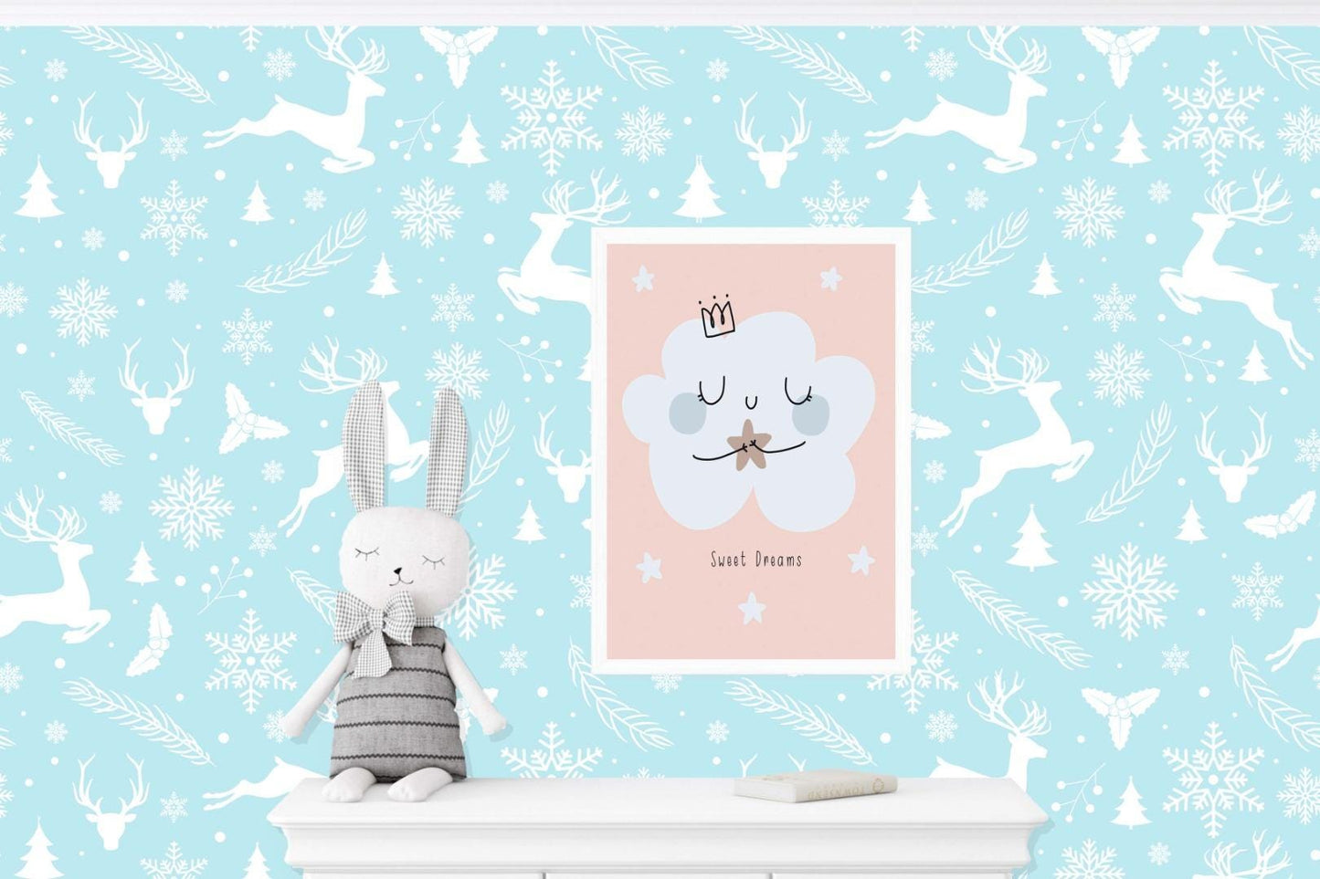 Dreams Clouds Kids Boho Watercolour Hand Painted Effect Nursery Wall Art Poster