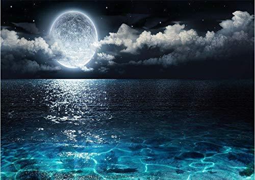 Full Moon Night Ocean Seascape Bedroom Giant Poster - A4 A3 A2 A1 Sizes