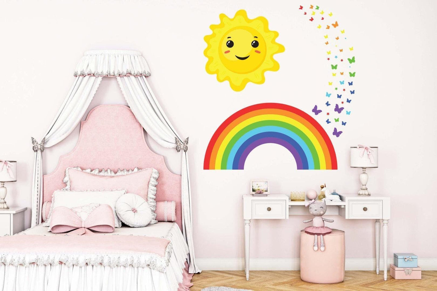 Sunshine Smiling Face Wall Sticker Kids Bedroom Nursery Boho Rainbow Sun Vinyl