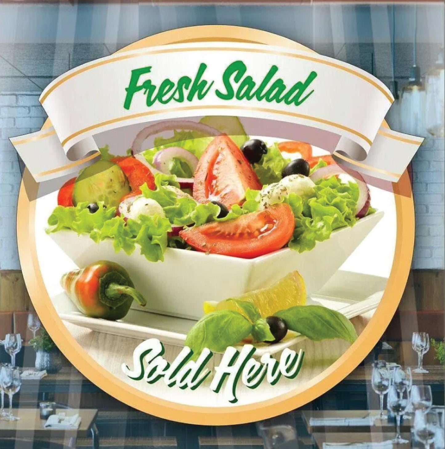 Fresh Salad Sold Here Takeaway Window Cafe Shop Restaurant Sticker Sign Decal