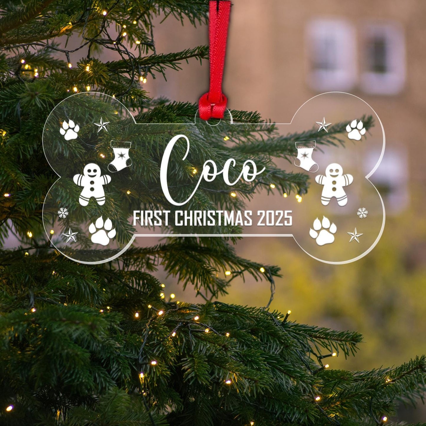 Personalised First Christmas Bauble Cat Dog Rabbit Fish Xmas Tree Hanging Decor Keepsake Gift