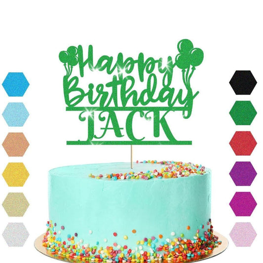Personalised Balloons Happy Birthday Glitter Cake Topper Party Cake Decoration