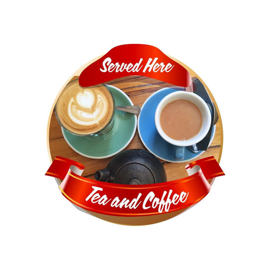 Tea & Coffee Sold Here Catering Window Cafe Shop Restaurant Sticker Sign Decal