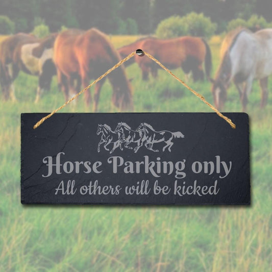 Horse Parking Only All Others Will Engraved Hanging Slate Shed Pet Plaque Sign