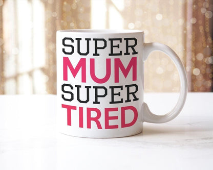 Mum Super Tired Mug & Coaster Set Mummy Grandma Birthday Christmas Coffee Gift