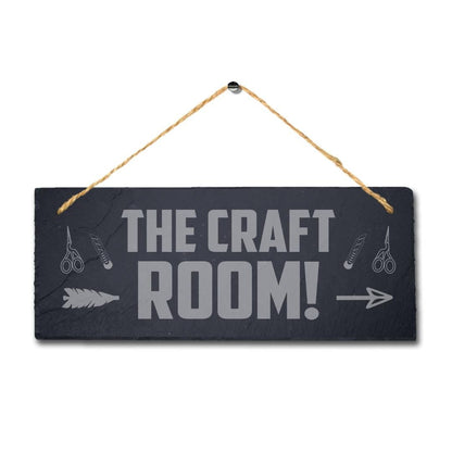 The Craft Room Laser Engraved Hanging Slate Home Decor Room Door Plaque Sign