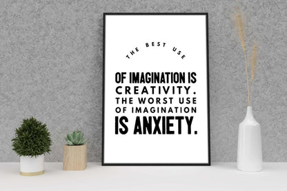 Imagination Use Is Creativity Motivational Positive Quote Art Poster Wall