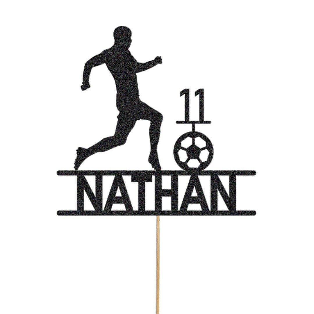 Personalised Football Cake Topper Footballer Birthday Decoration Any Name & Age