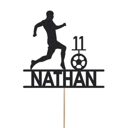Personalised Football Cake Topper Footballer Birthday Decoration Any Name & Age