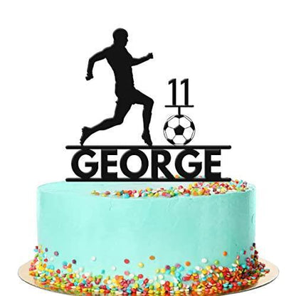 Personalised Football Birthday Cake Topper Footballer Soccer Acrylic Decoration