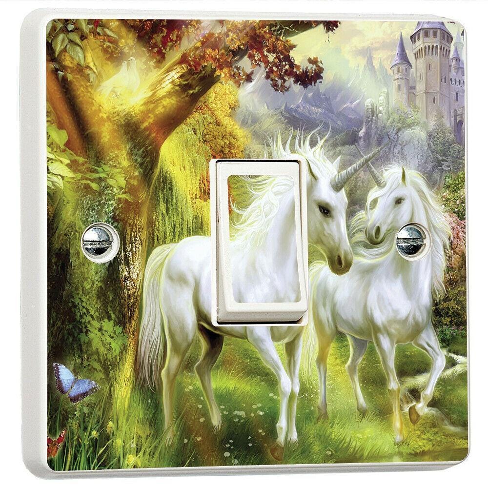 Fantasy Unicorn Island #3 3d Light Switch Sticker Cover Vinyl Skin Wall Decal