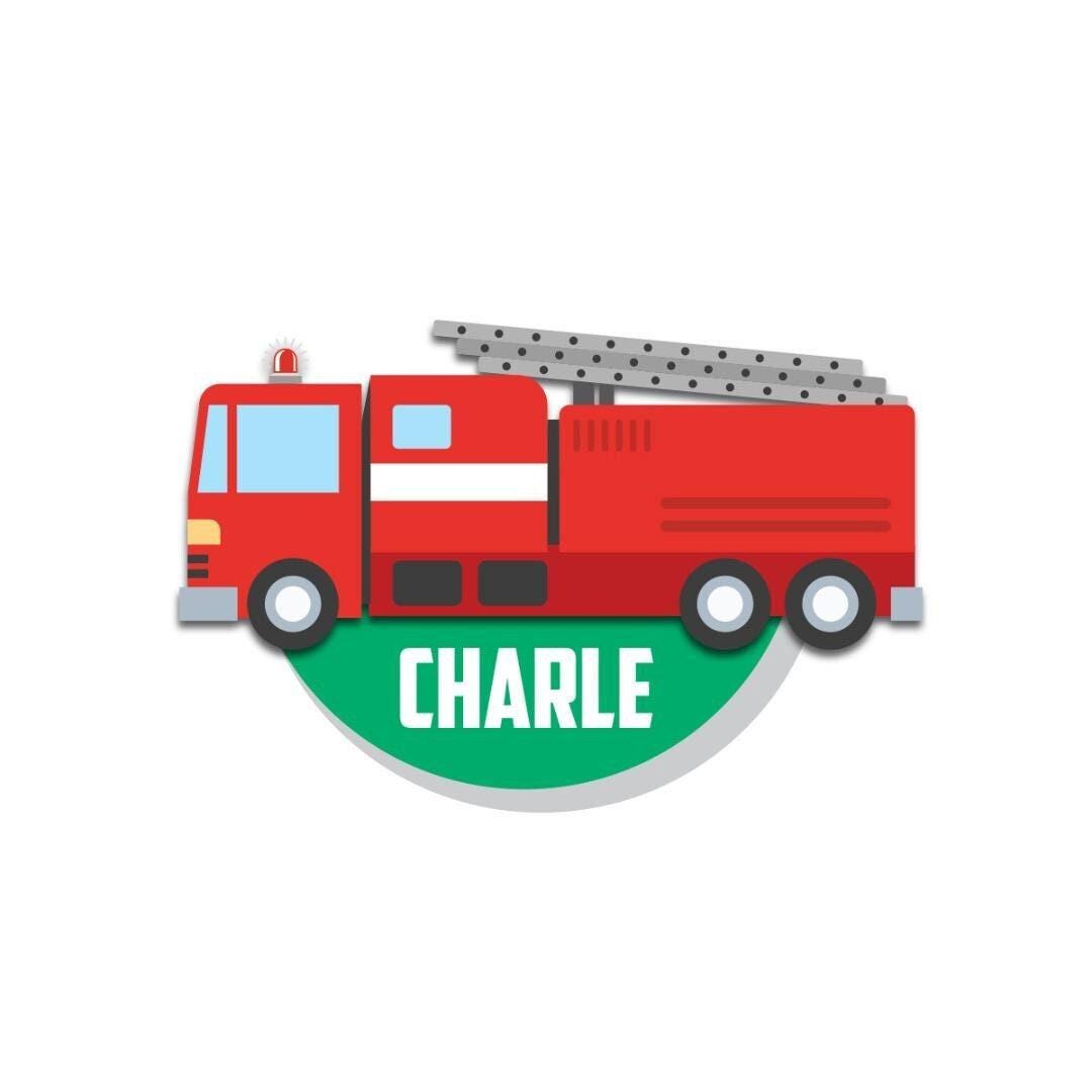Personalised Fire Brigade Wall Sticker Name Vinyl Decal Boys Kids Nursery Bedroom