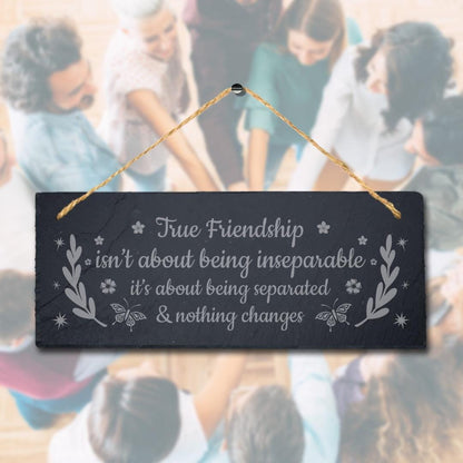 Friendship Slate Plaque: Laser Engraved Home Decor with Jute Rope