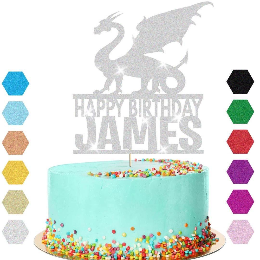 Dragon Fantasy Cake Topper Personalised  Boys Birthday Decoration Any Name