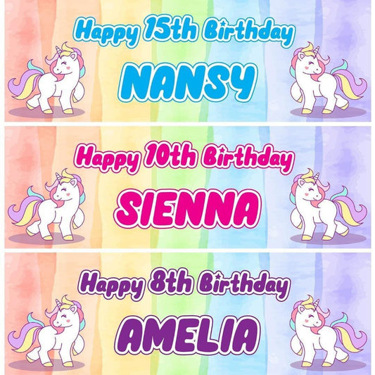 Personalised Unicorn Birthday Banners: Magical Fairytale Party Decoration (Pack of 2)
