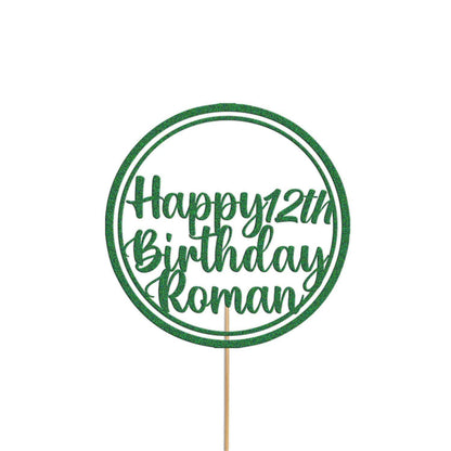 Personalised Glitter Cake Topper: Custom Name & Age