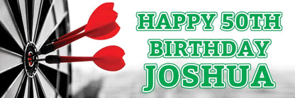 2 Personalised Dart With Pins Birthday Celebration Banners Decoration Posters