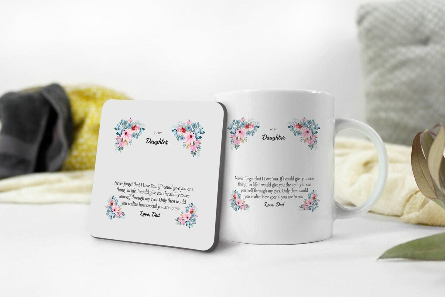 To My Daughter Coffee Mug Gift Set: Birthday Keepsake From Dad
