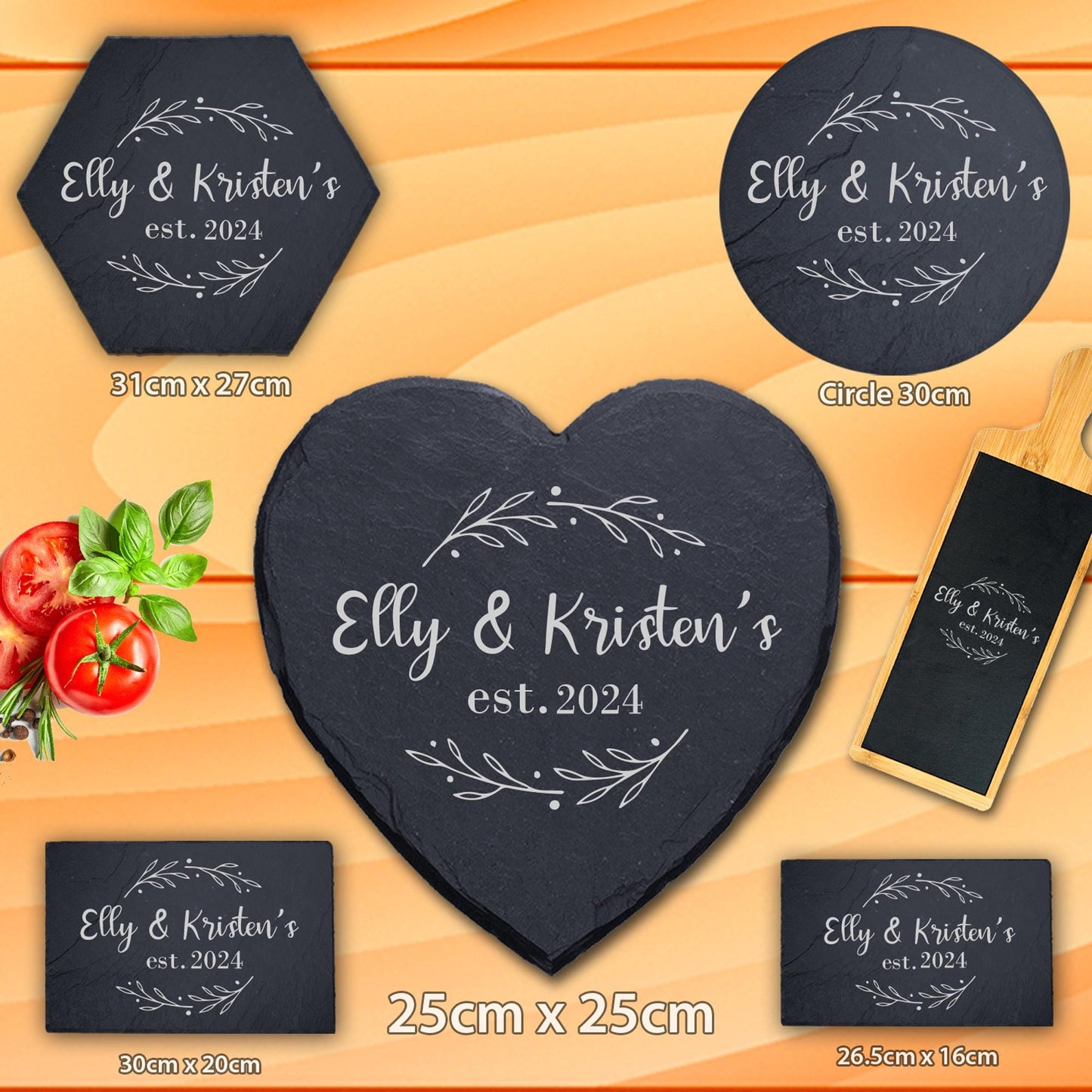 Personalised Slate Plaque Serving Board Laser Engraved Stone Tray Art Home Gift
