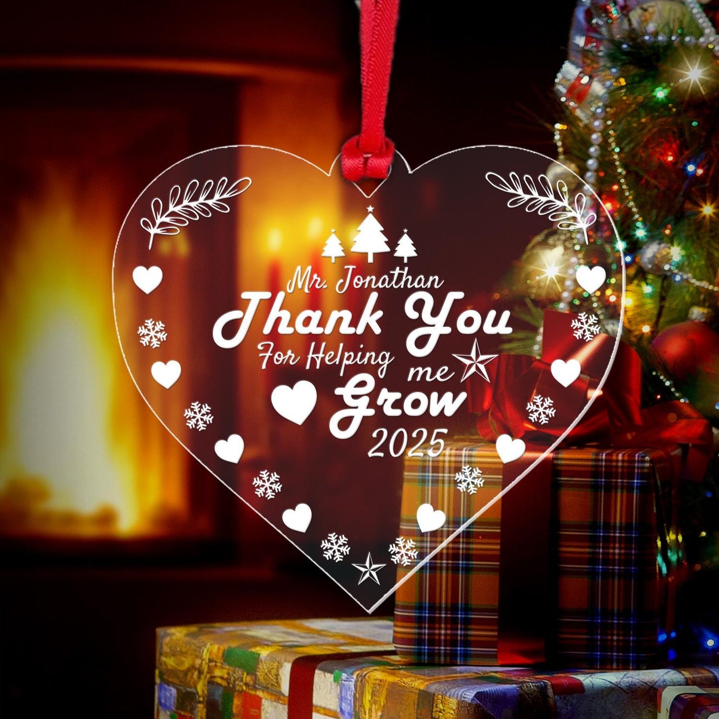 Personalided Christmas Bauble Thank You Teacher Bauble Gift Custom Year Treehanging Decor