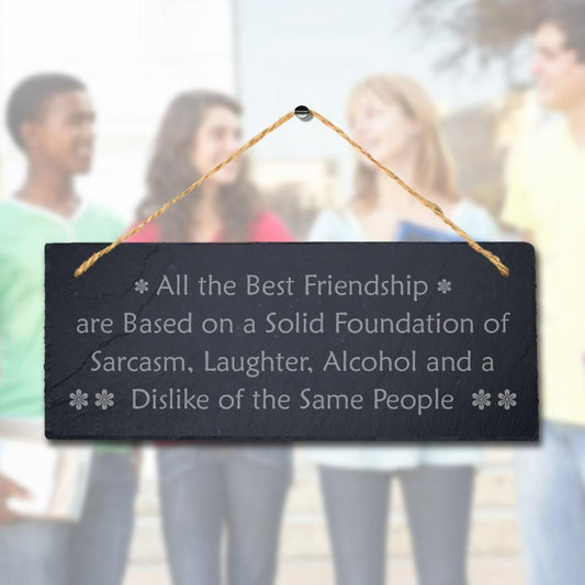 Best Friends Alcohol Engraved Hanging Slate Friendship Funny Gift Plaque Sign