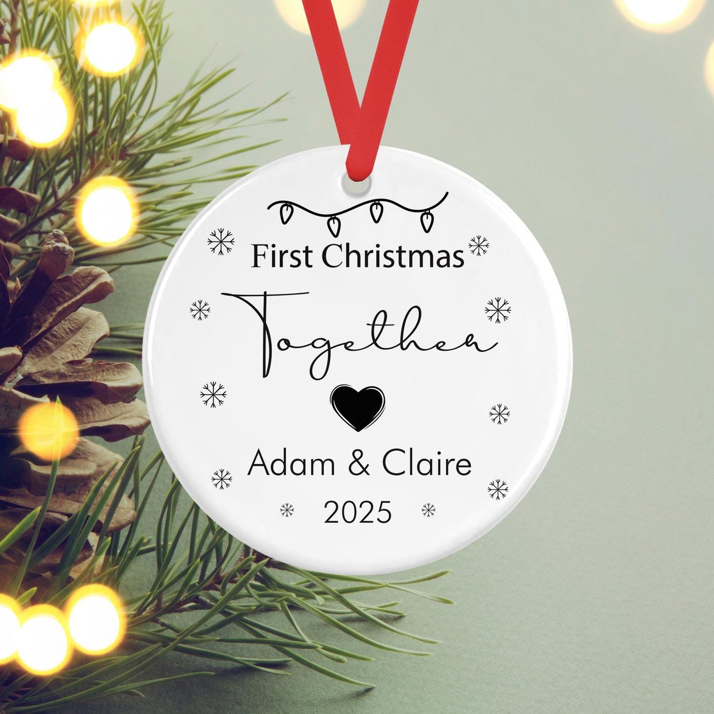 Personalised First Christmas Together Bauble Engaged Decoration Ornament Gift