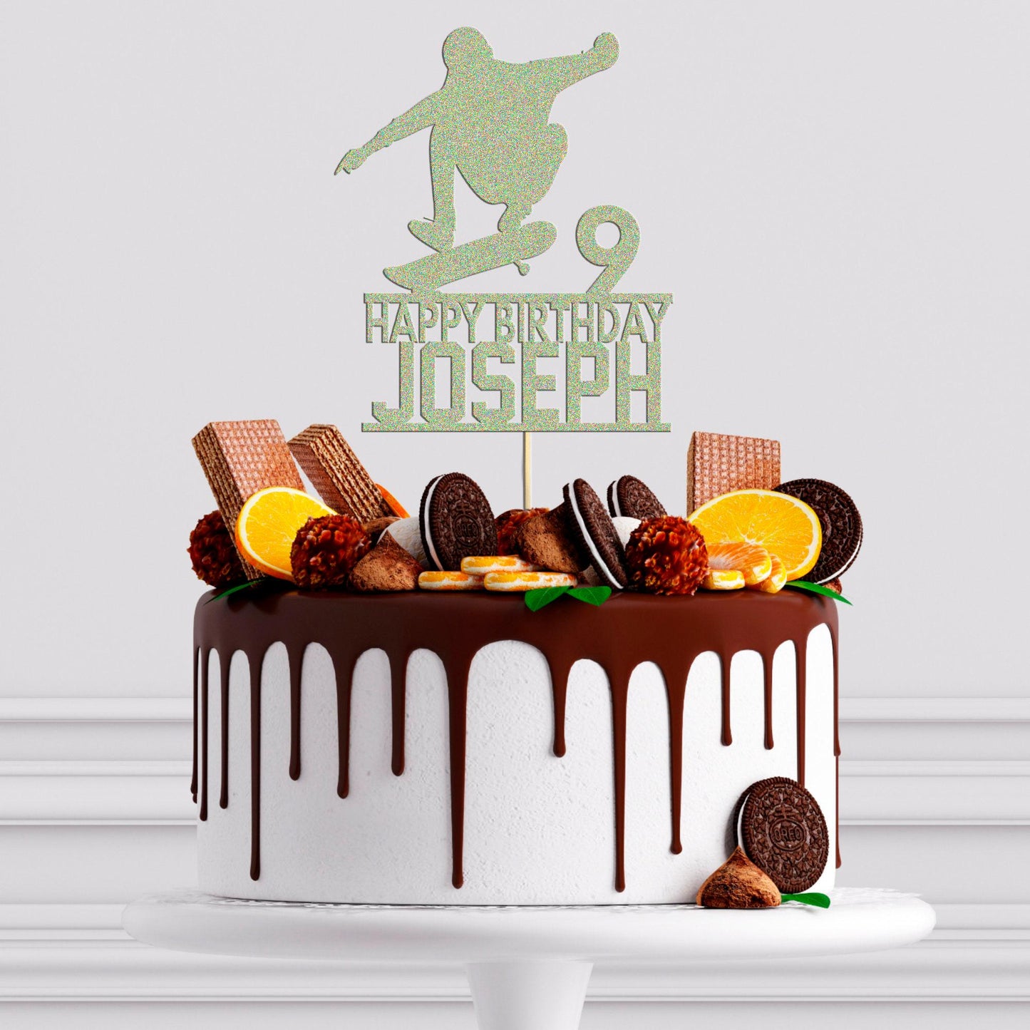 Skateboard Cake Topper Custom Skater Birthday Cake Decoration Any Name Age