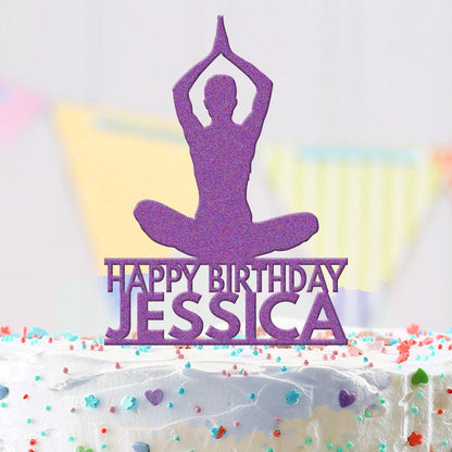 Personalised Acrylic Girl Yoga Spiritual Om Birthday Cake Topper Decoration Gift