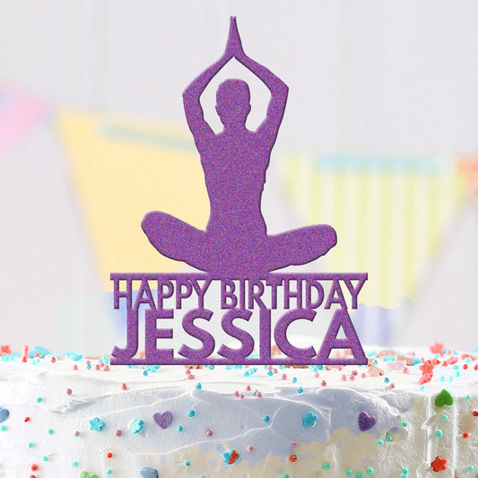 Personalised Acrylic Girl Yoga Spiritual Om Birthday Cake Topper Decoration Gift
