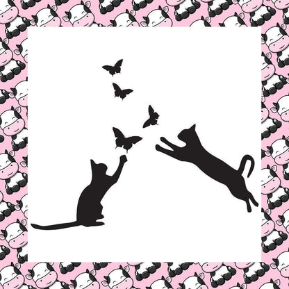 Playful Cat & Butterfly Car Window Bumper Sticker Vinyl Decal