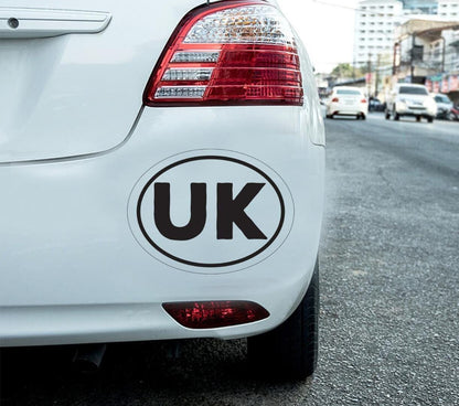 UK Oval Car Sticker: Vinyl Self Adhesive, Road Legal (Set of 2)