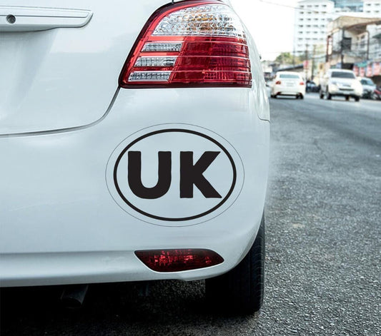 UK Oval Car Sticker: Vinyl Self Adhesive, Road Legal (Set of 2)