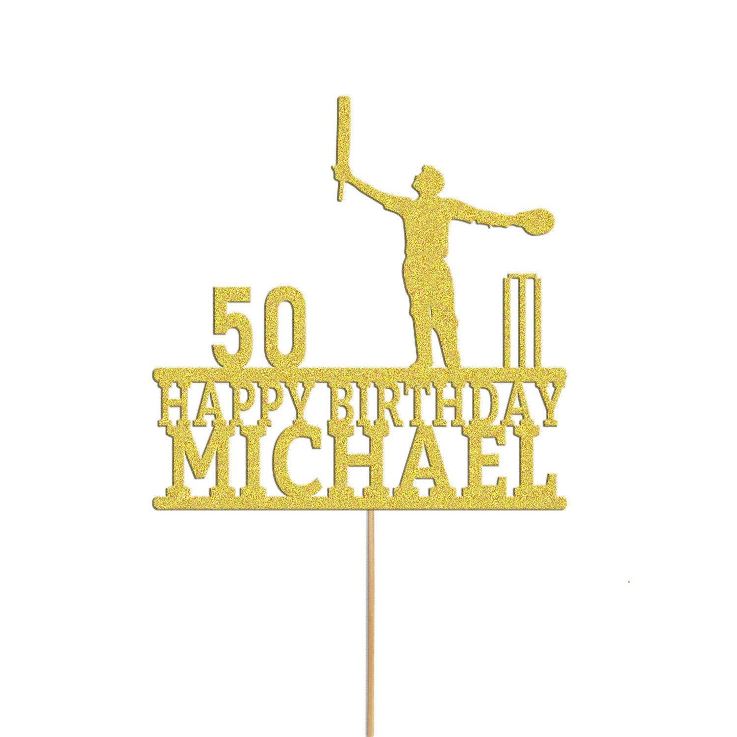 Personalised Glitter Cricket Cake Topper: Birthday Celebration