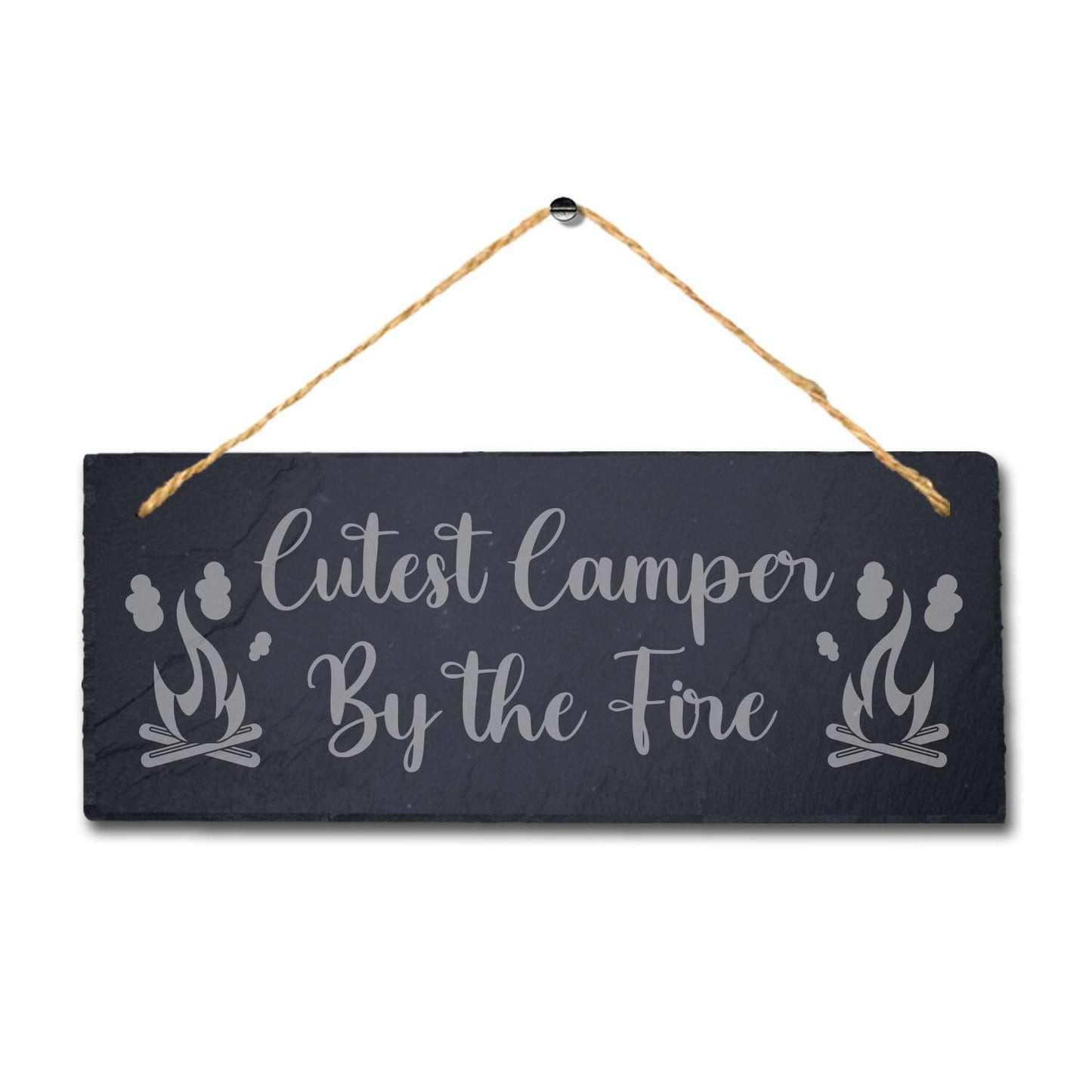 Cutest Camper Fire Laser Engraved Hanging Slate Adventurer Friends Plaque Sign