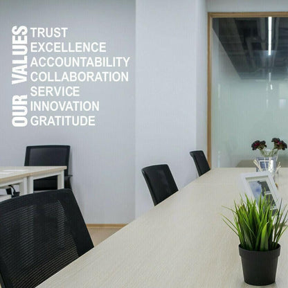 Our Values Large Wall Art Sticker Inspirational Quote Vinyl Decal Office School