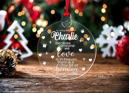 Personalised Memorial Christmas Bauble: Laser Engraved Acrylic Ornament