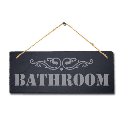 Bathroom Laser Engraved Hanging Slate Restroom Washroom Toilet Door Plaque Sign
