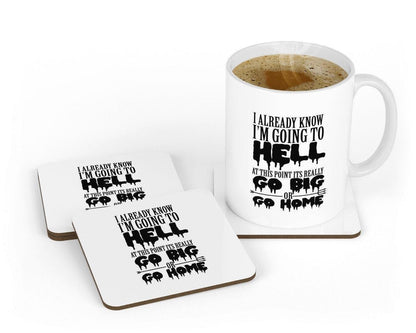 Funny 'Going to Hell' Novelty Mug & Coaster Set