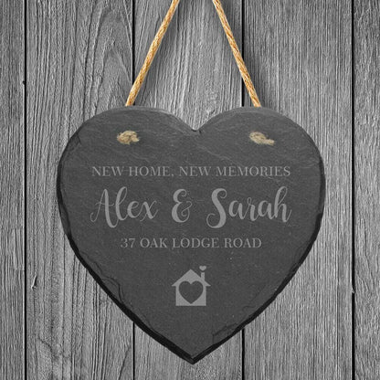 Personalised Slate Heart Plaque: Laser Engraved New Home Gift