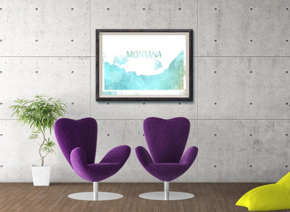 Usa America States Skyline Watercolour Colourful Wall Decor Poster Print Art