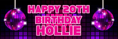 2 Personalised Disco Globe Birthday Party Celebration Banners Decoration Poster