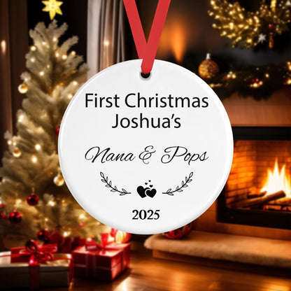 Personalised First Christmas As Nana Pops Bauble Tree Ornament Decoration Gift